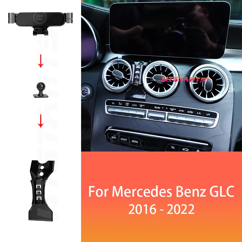 Car Phone Holder For Mercedes-Benz GLC X253 X254 2016-2022 Adjustable Rotating Phone Holder Base Car Interior Accessories