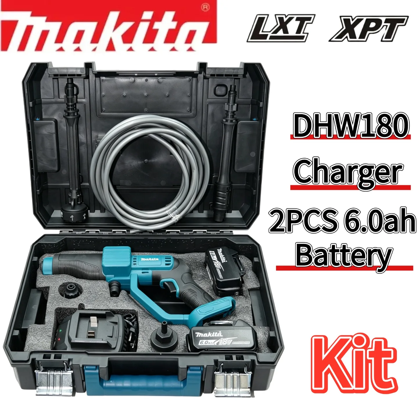 Nettoyeur haute pression Makita DHW180, batterie lithium 18V, pistolet de lavage de voiture, portable, haute pression, cinq modes de pulvérisation