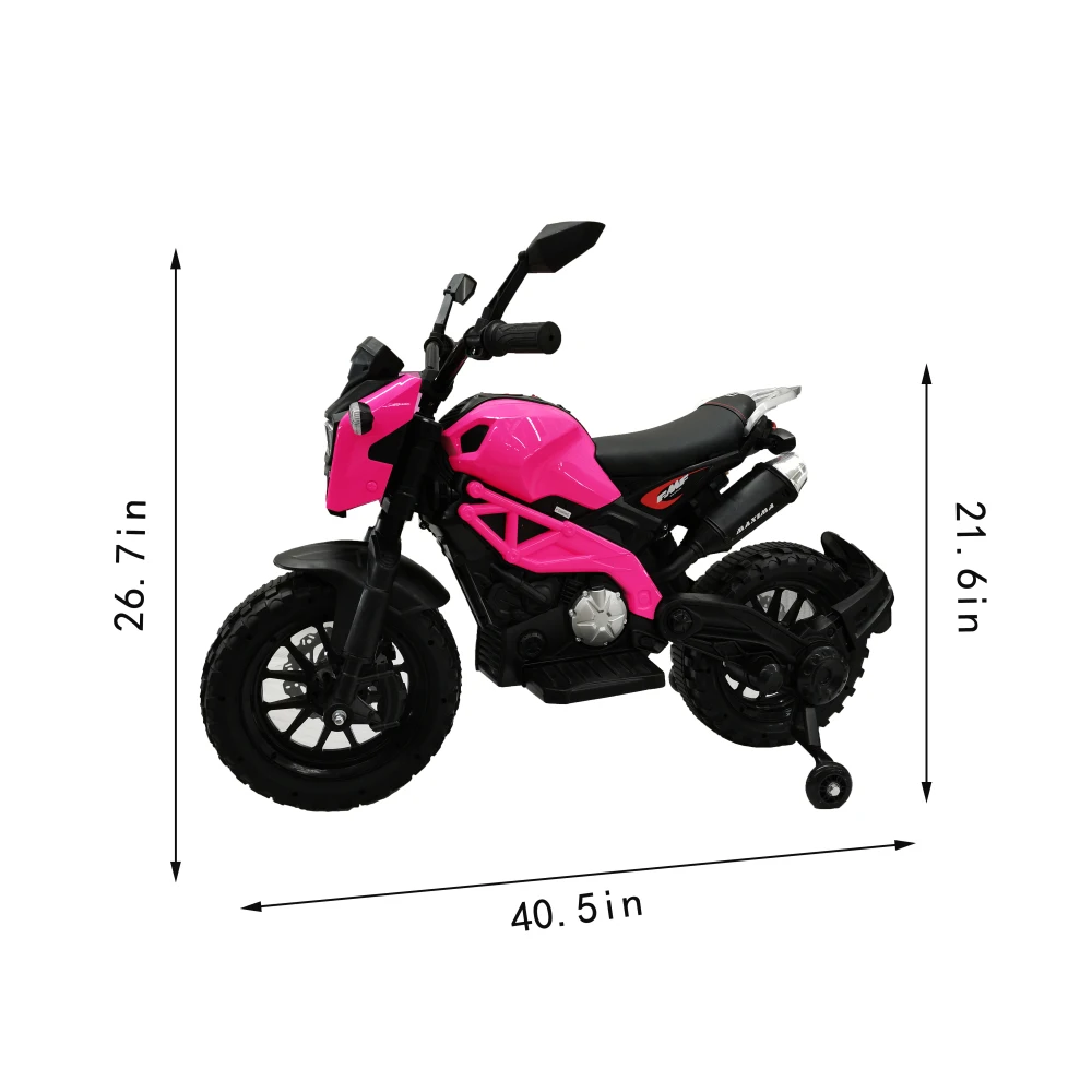 Electric Motorcycle for Kids,12V Electric Dirt Bike with Training Wheels,  Ride on Motorcycle for 3~6 years Boys Girls gift