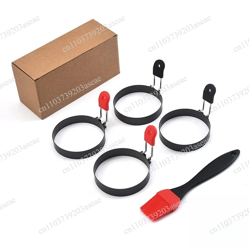 Silicone omelette ring, kitchen stainless steel omelette mold set, household silicone oil brush