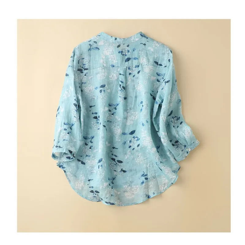 

2023 Pregnant Women's Cotton and Linen Retro Printed Shirt Women's Spring New Loose Long Sleeve Versatile Maternity Top LF061