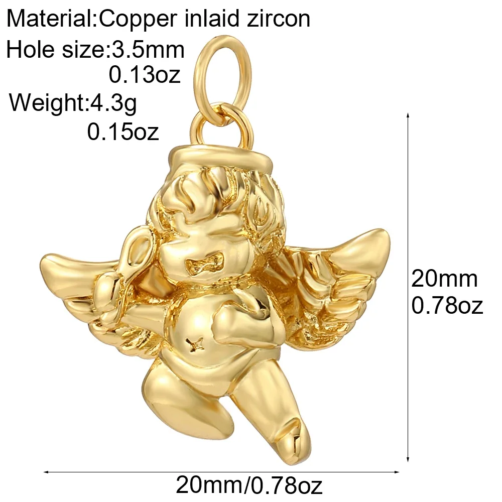 Cute Angel Wings Girl Charms per la creazione di gioielli orecchini fai da te di alta qualità collane bracciali portachiavi ciondolo Color oro