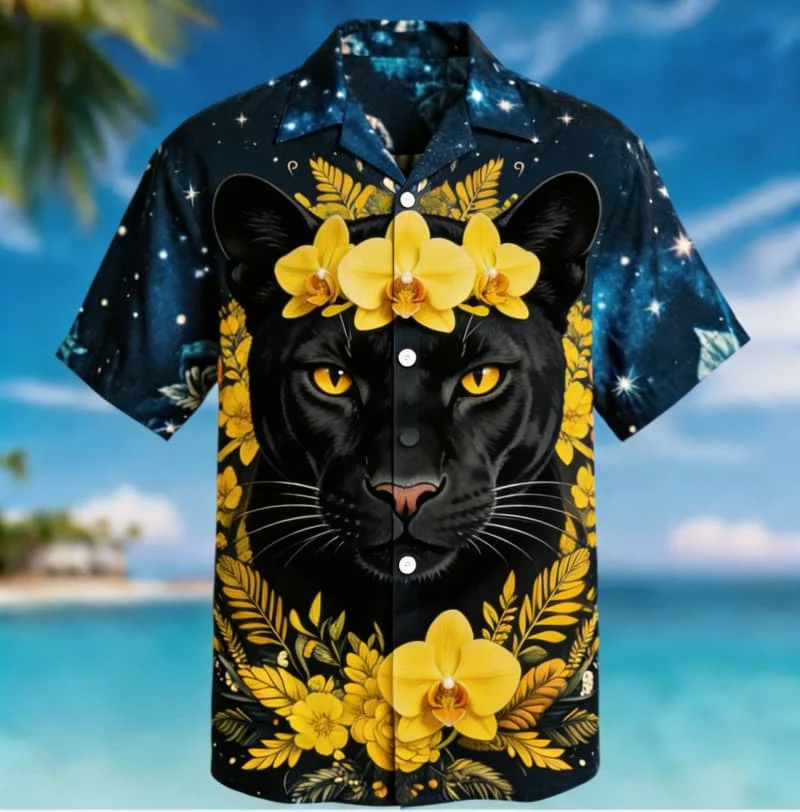

Men's vibrant forest-style animal printed shirt, inspired design, for summer parties, outdoor , vacations, and everyday wear