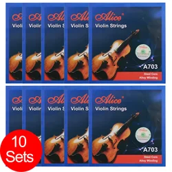 10 Sets 3/4 4/4 Violin Strings Alice A703 Violin Strings Stainless Steel Steel Core White Bronze Wound Violin Parts