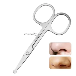 Hair Trimmer Multifunctional Stainless Steel Nose Hair Cut Round Head Manual Eyebrow Trimming Beard Scissors Beauty Tool