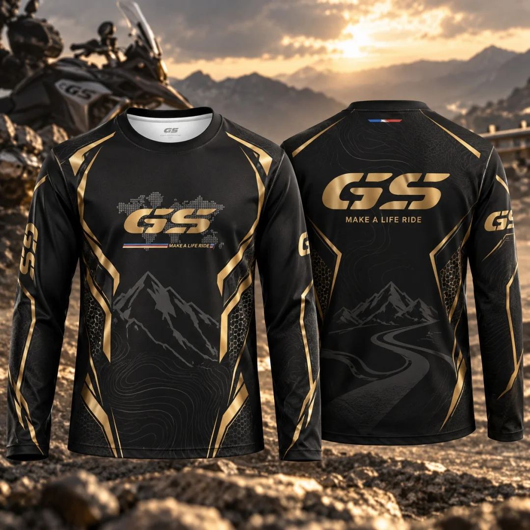 GS Motorbike Adventure Riding Long Sleeve T-shirt For Men Offroad Motorcycle Trip Graphic Tee Quick Dry Casual Men's Shirts