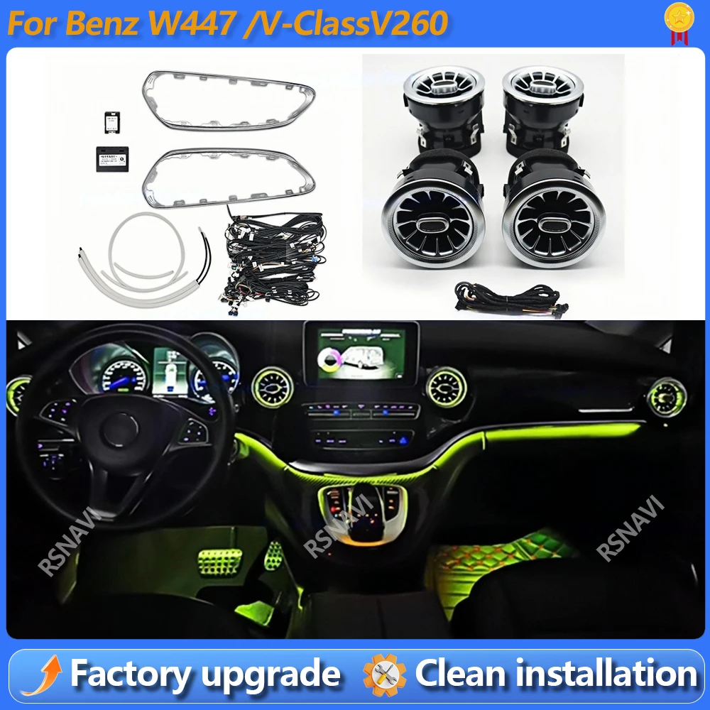 

3/64 Colour LED Vent Ambient Light For Mercedes Benz V-Class W447 V260 Turbine Air Outlet Nozzle Decorative Lamp Refit Accessory