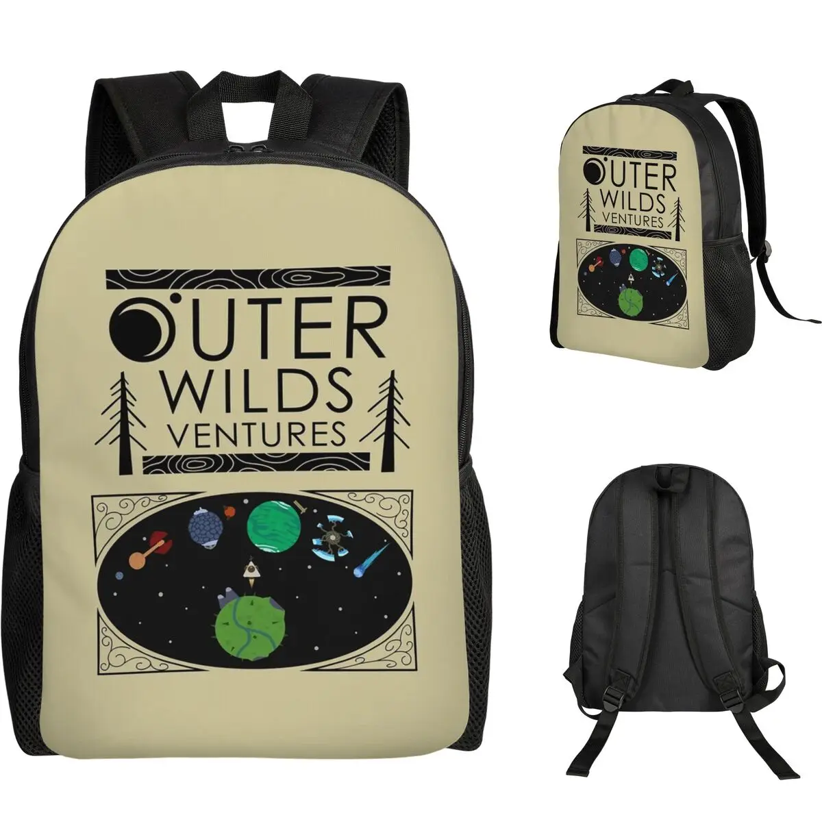 Outer Wilds Ventures Handbook Student Backpack School Bag Hiking Travel Daypack for Men Women Fashion Bookbag Shoulder Bags