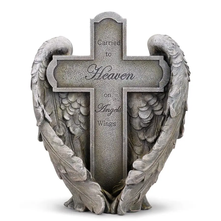 

Декоративная статуэтка из смолы «Крест, перевезенный ангелами в небеса», 9 x 11 дюймов, для поминовения усопших