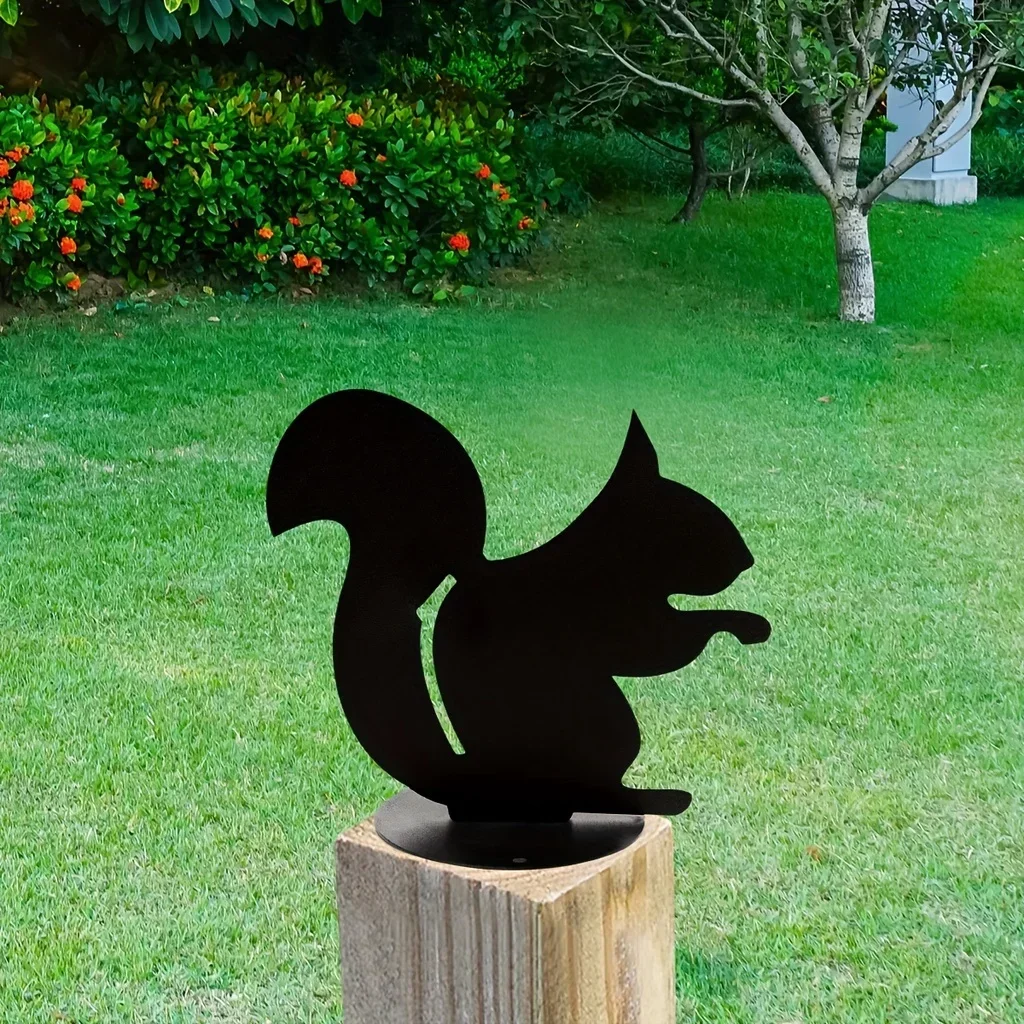 Squirrel Garden Metal Stake, Outdoor Decor, Silhouette Yard Sign for Garden Decor, Fall Decor yard decoration outdoor