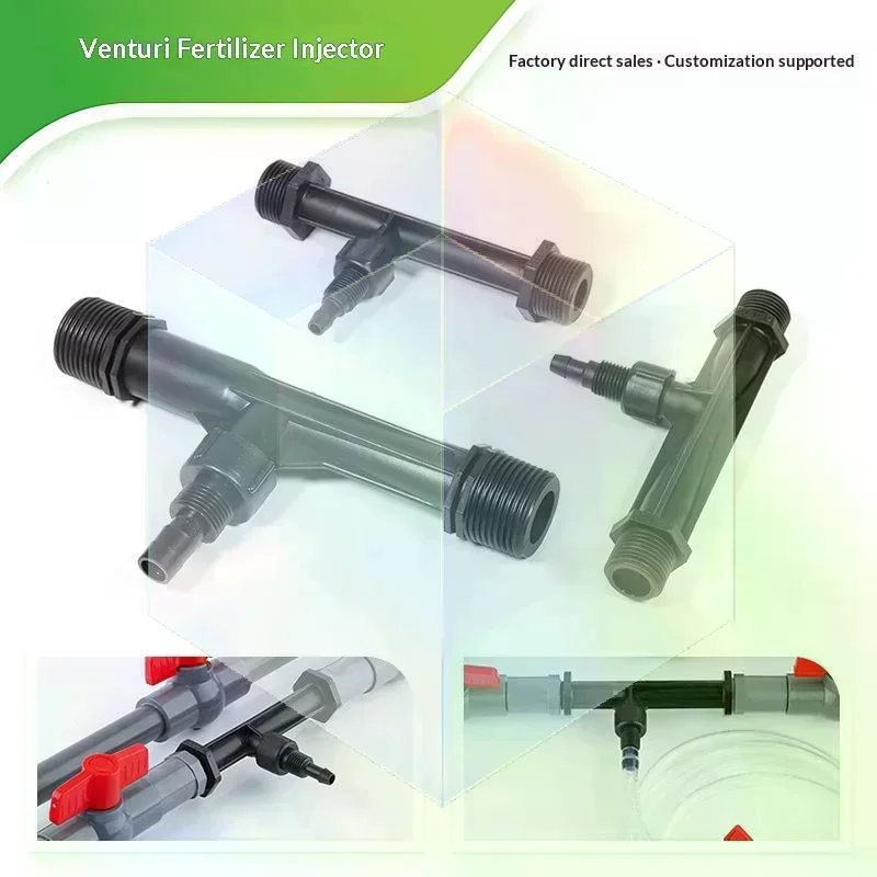 Leakproof Design Heavy Duty Black Venturi Irrigation Injector Multiple Sizes For Garden Farm Yard Watering Use