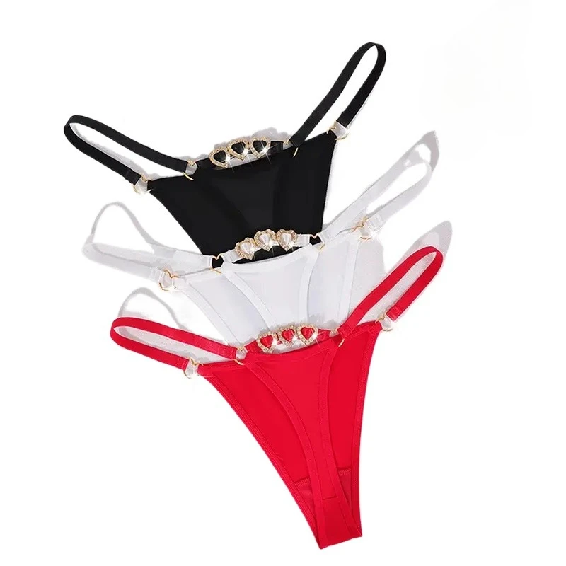 

3 шт./компл. Модные сексуальные стринги с низкой талией и стразами, элегантное сексуальное белье, дышащие женские трусики-бикини.