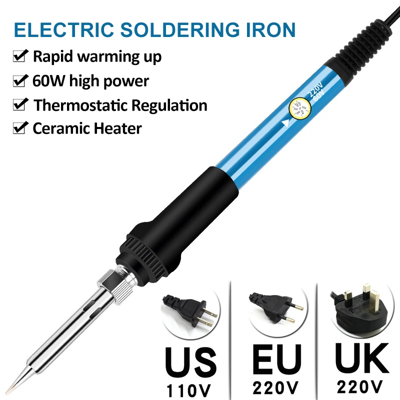 

EU/US/UK Plug 60W Electric Soldering Iron Adjustable Temperature Multifunctional Welding Solder Rework Station Heat Repair Tools