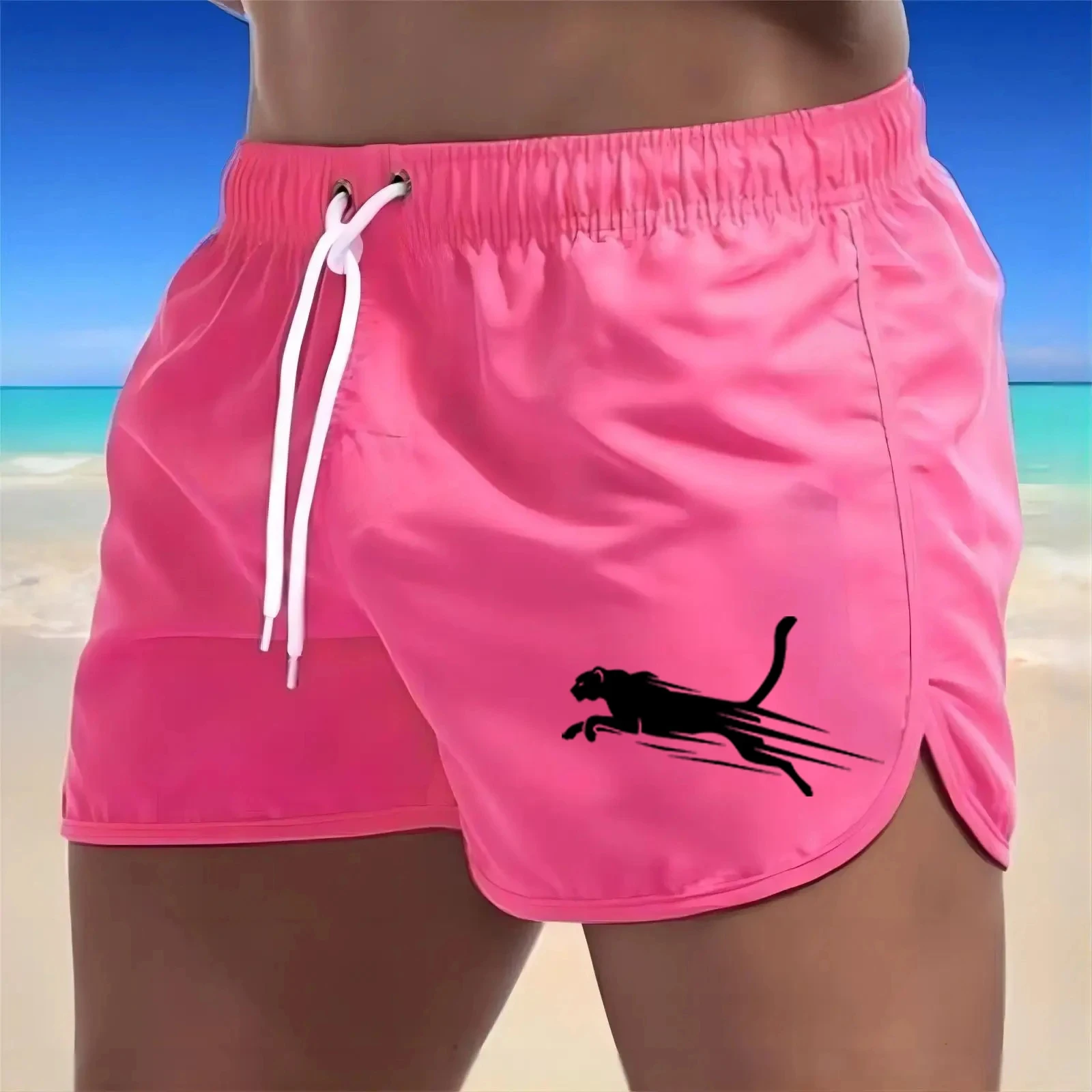 Men\'s beach shorts comfortable quick drying pants drawstring swimming pants fashionable and casual beach surfing pants