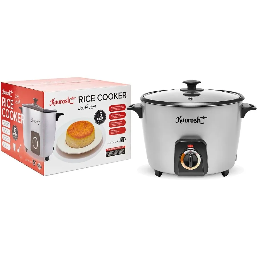 

YEDI KOUROSH Автоматическая персидская рисоварка 15, рисоварка Tahdig из нержавеющей стали, идеальная рисовая корка, золотисто-коричневый