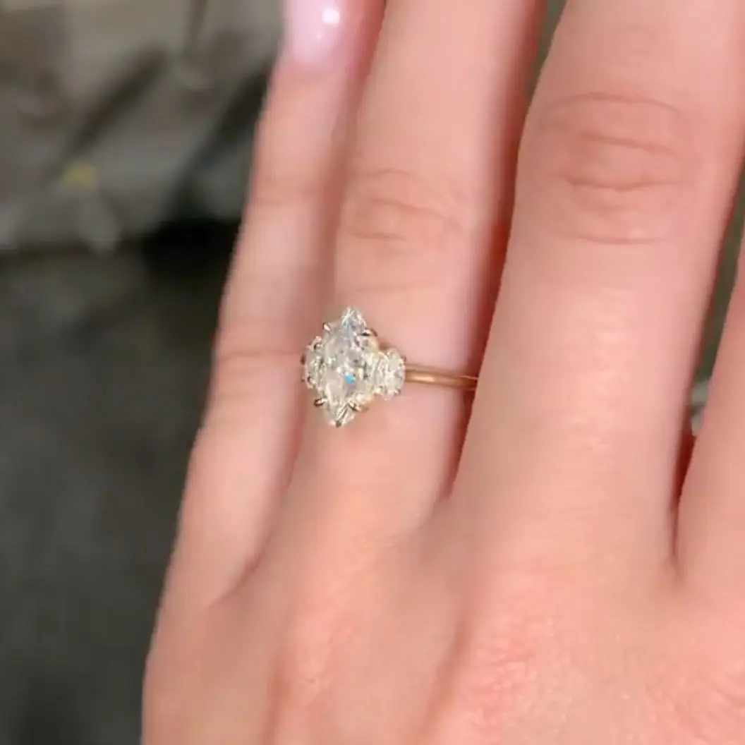 JOVOVASMILE Moissanite Engagement Ring Real Original 18k Gold 2 Carat Center 11x5mm Crushed Ice Marquise Cut Jewelry for Women