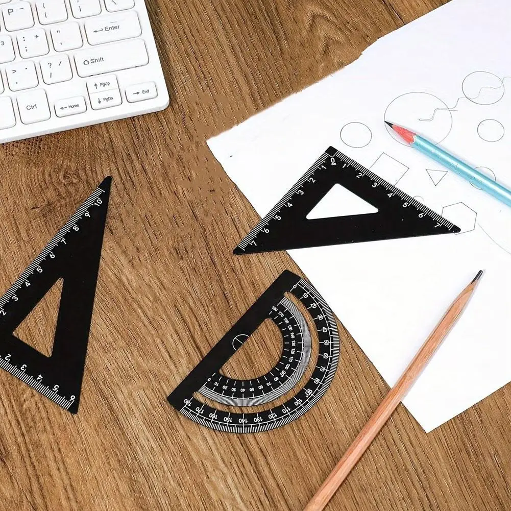 Aluminum Alloy Multifunctional Set of Rulers Rulers Triangles Metal Stamping Processing Precision Rulers Math Drawing Tools
