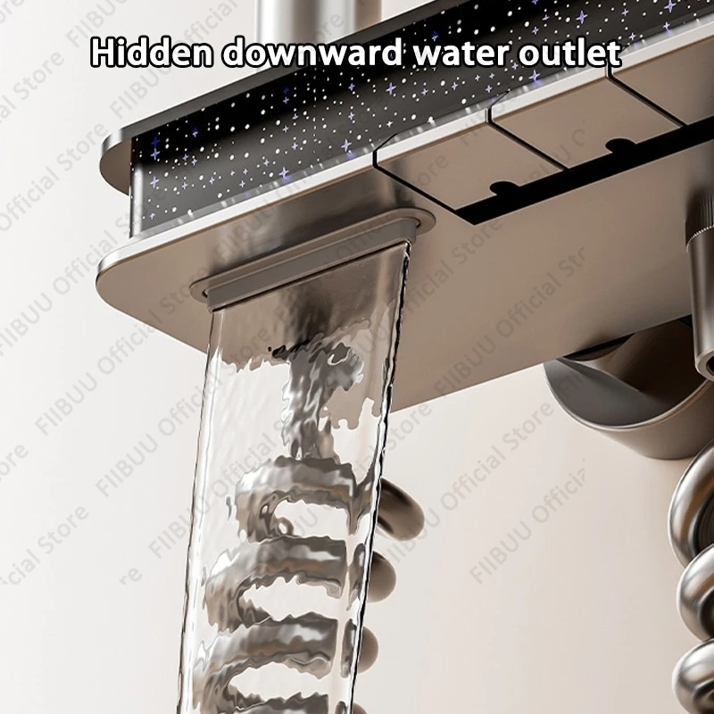 Modern Simple Shower System Four-button Showerhead Kit Ultra-wide Overhead Shower Hotel Family Bathroom Showerhead Combination