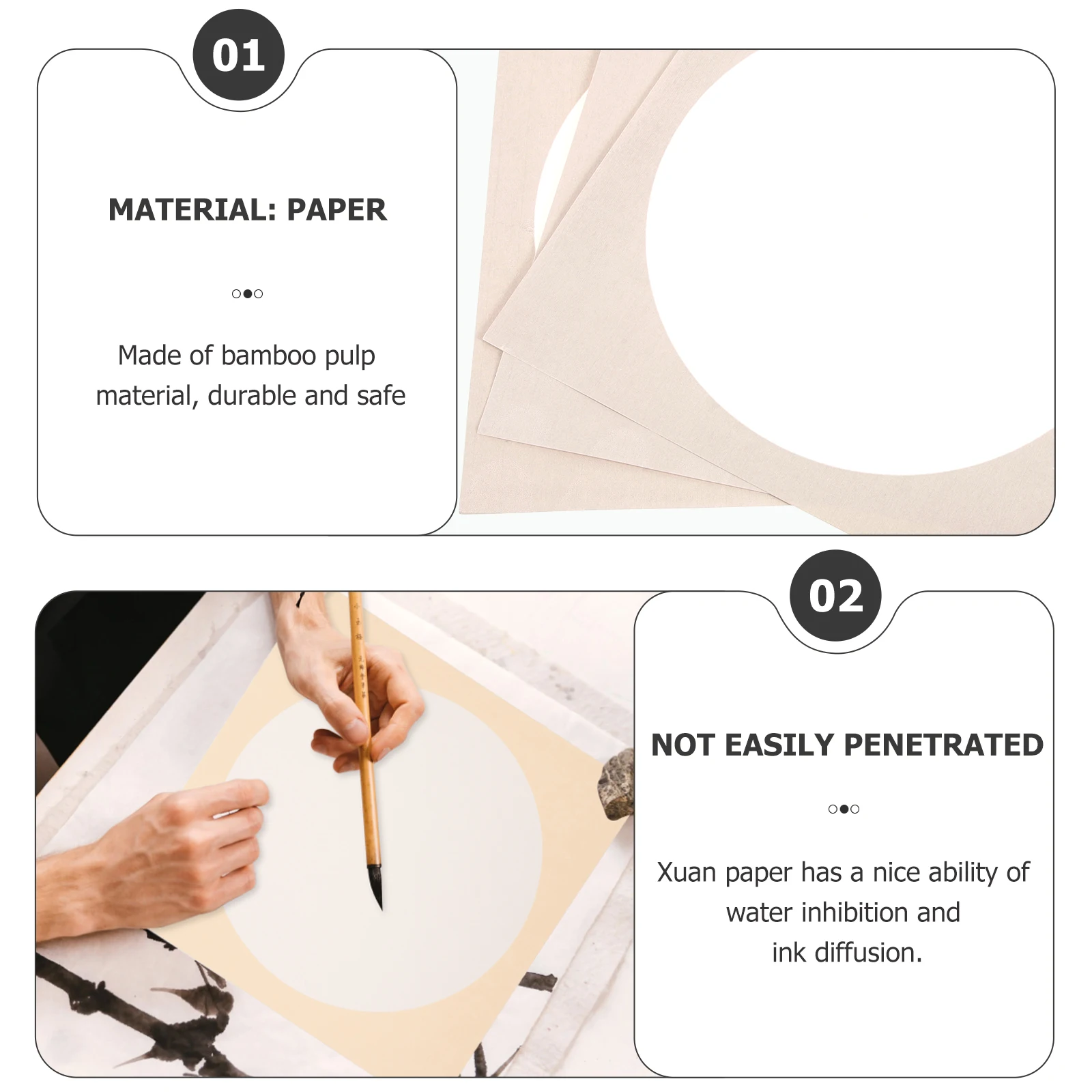 

10 Pieces Artistic Xuan Paper Fan Surface Suitable For Calligraphy Drawing And Painting Water Inhibition Ink Diffusion