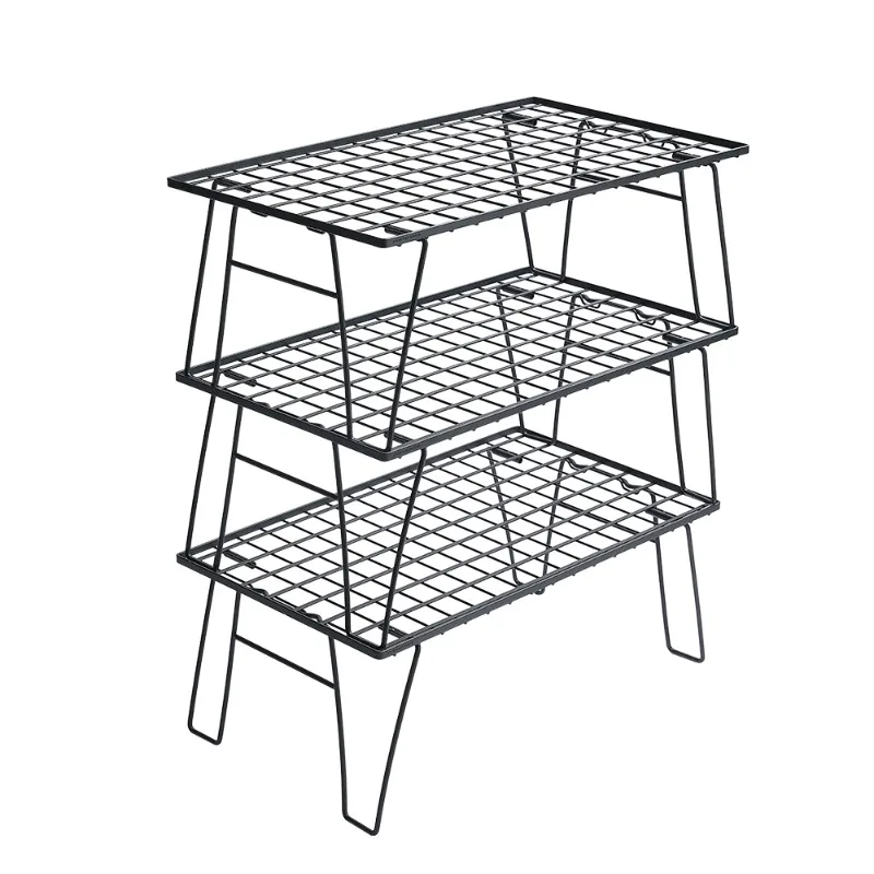 Camping Moon Storage Shelves 3 Shelves Camping Picnic Tables and Chair Sets Shelves Alloy Steel Camping Kitchen Folding