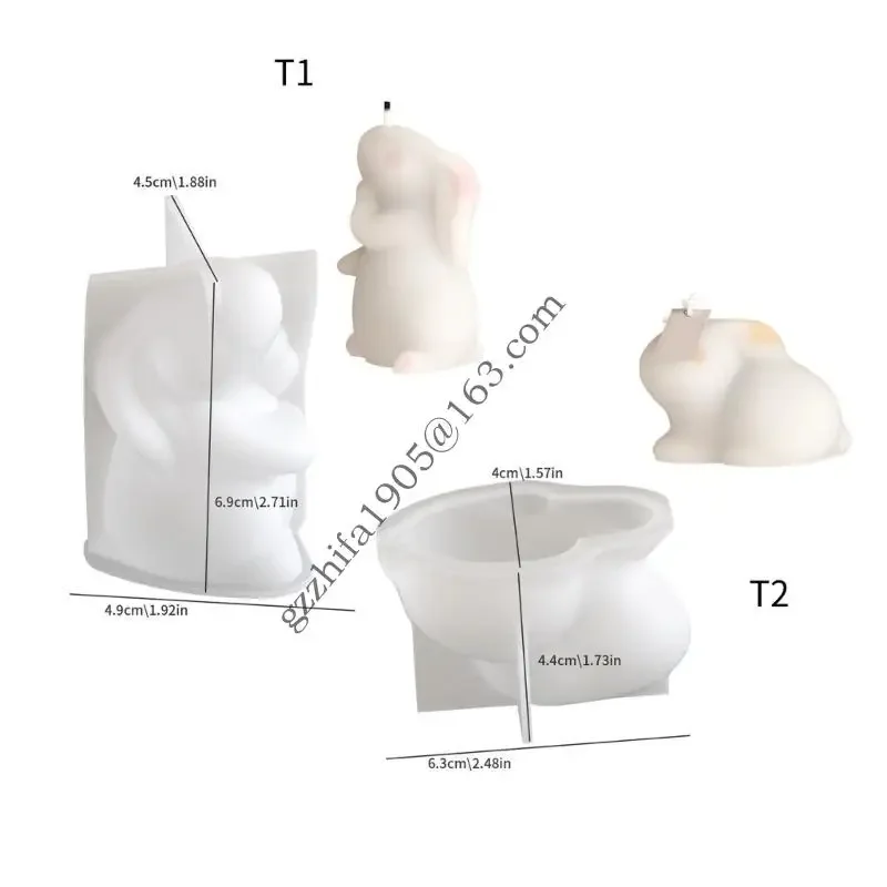 .D0lc Rabbit en forme bougie moule gypse Moule gypse Moule décoration maison