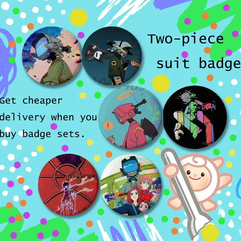 Brooches for Backpack Accessories 25,32,44,58,75mm Round Enamel Pins 2-piece set Cartoon Anime Badge Flcl Anime