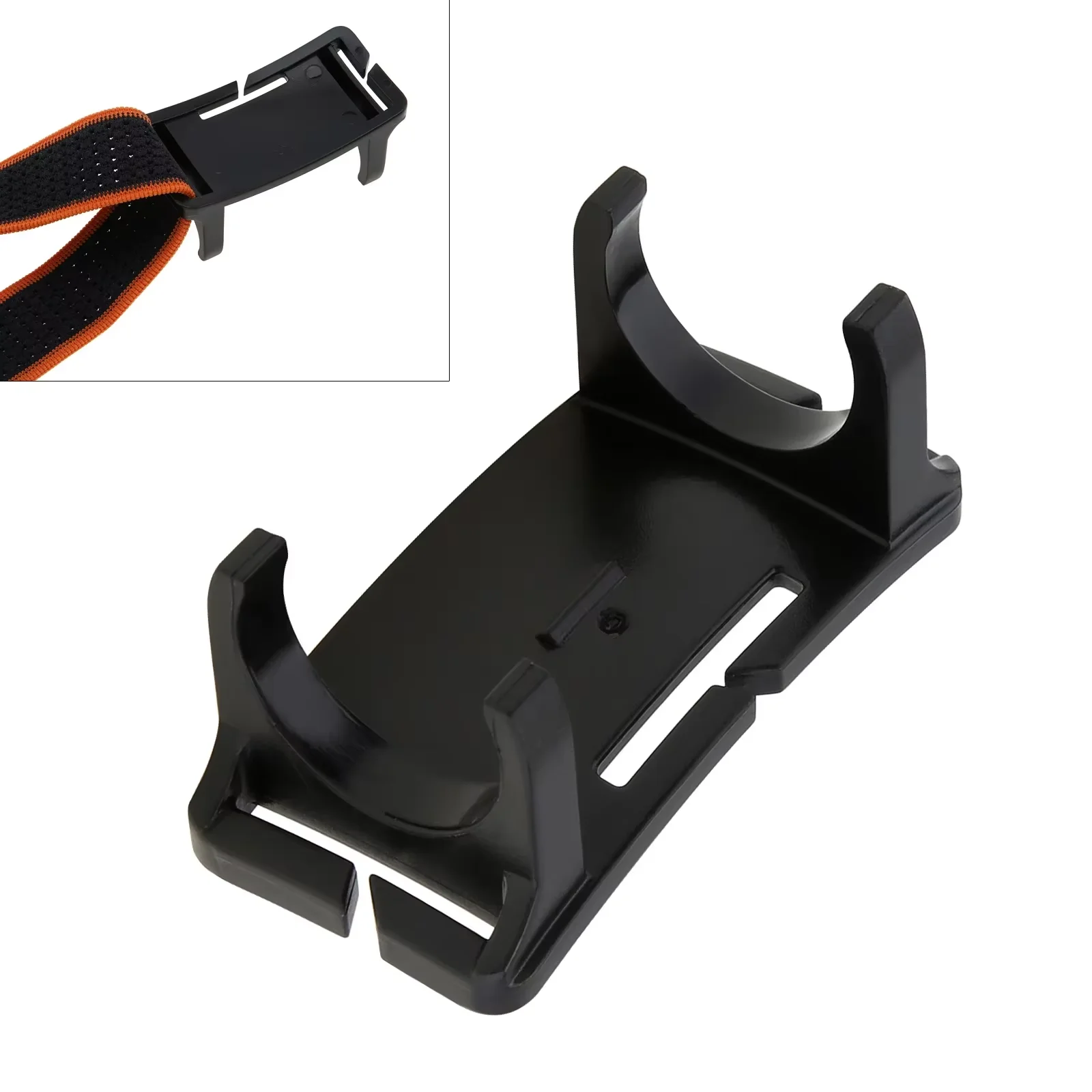 22,5 mm LED-Taschenlampen-Halterung für 22 mm-26 mm Stirnlampenband, tragbare schwarze LED-Stirnlampenhalterung