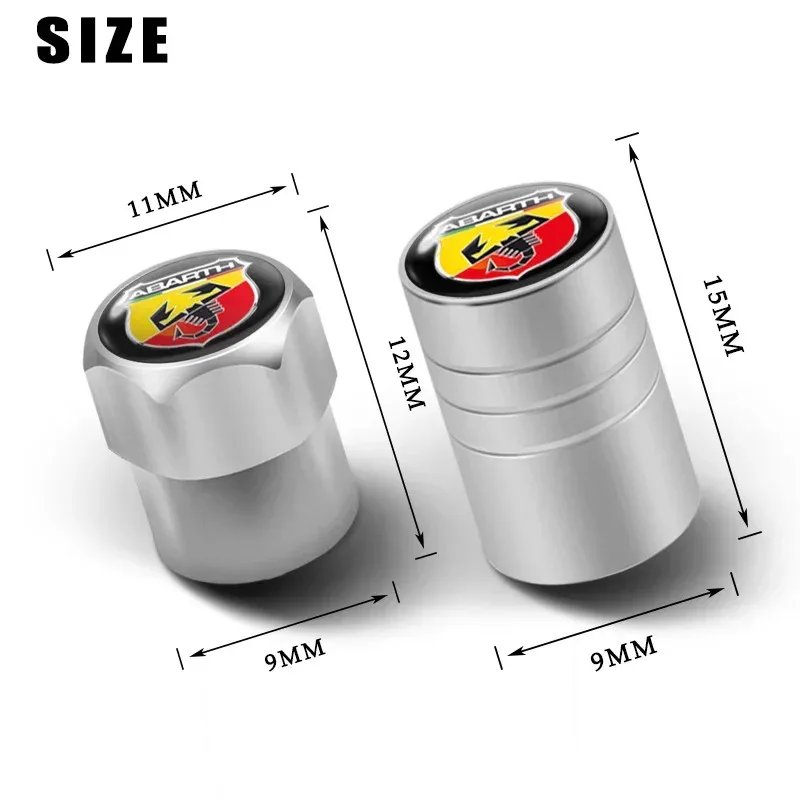 4Pc/set Car Wheel Tire Valve Caps Air Stem For FIAT 500 Abarth Doblo Tipo Panda Ducato Fiorino Grande Punto 500X Freemont Stilo