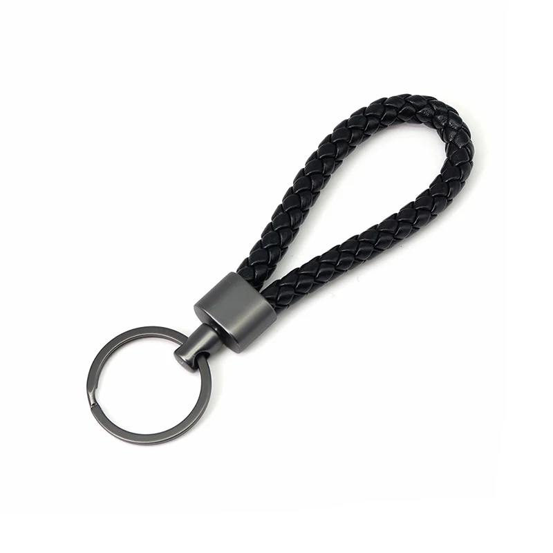 Otomobiller ve motosikletler için çinko alaşımlı anahtarlık ile yüksek kaliteli dokuma PU deri, şık günlük anahtarlık, araba aksesuarları