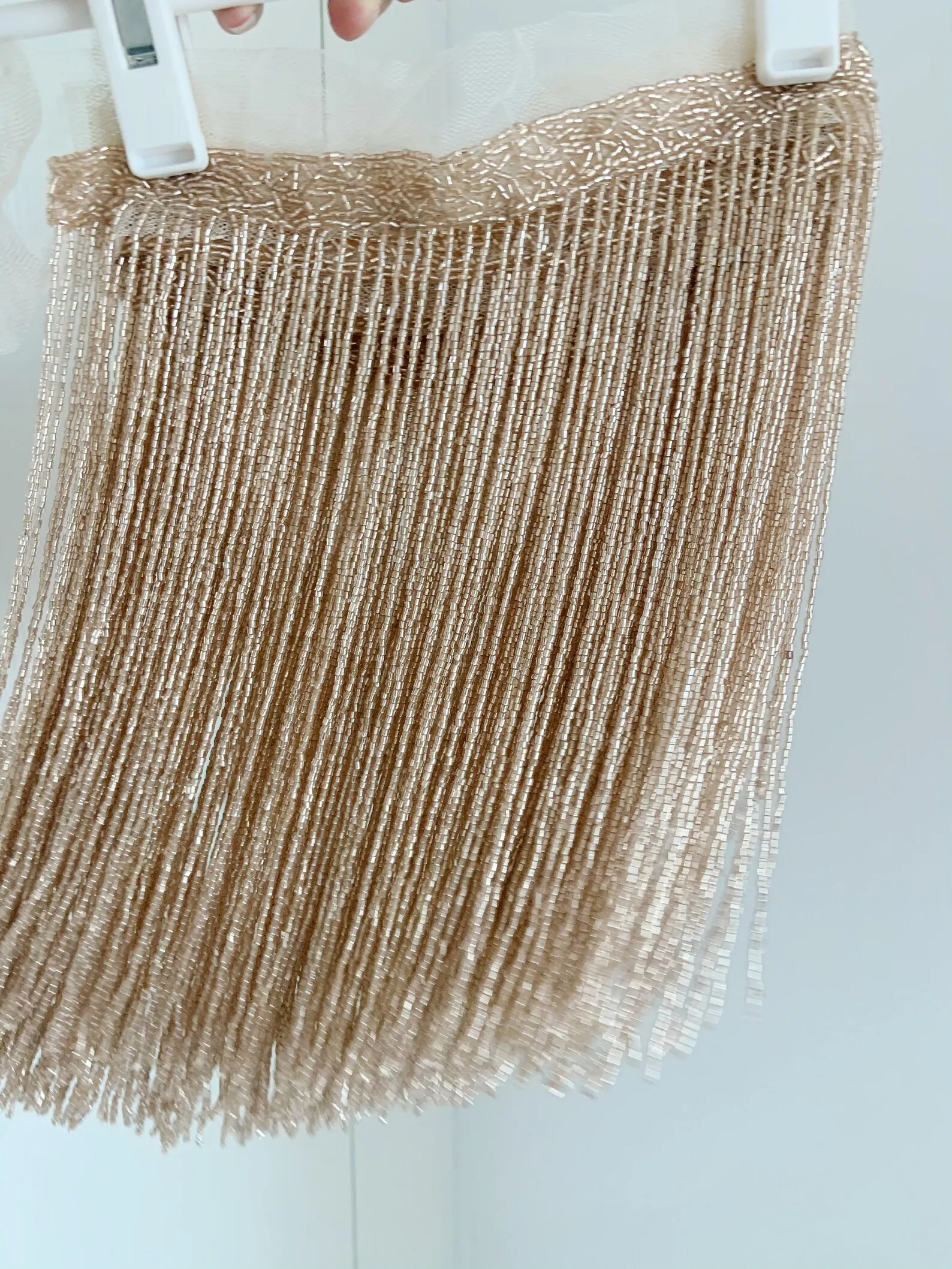 2 yards Silver Beaded Fringe Trim for Dance Costume, Rose Gold Bead Tassel for Latin Dress Dance Wear Macrame