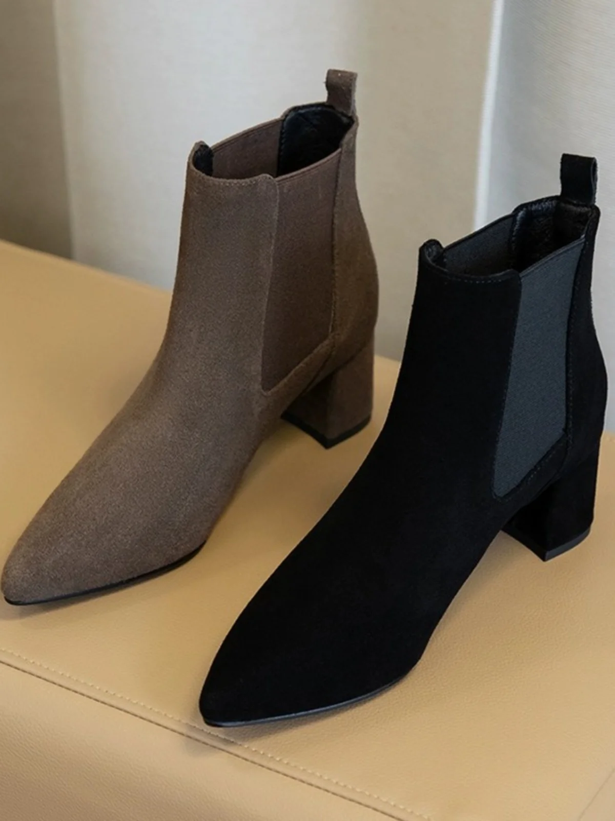 

Новые женские ботильоны Chelsea 2024 года с острым носком, на тонком каблуке, с флисовой подкладкой, замшевые, модные, для молодежи и женщин