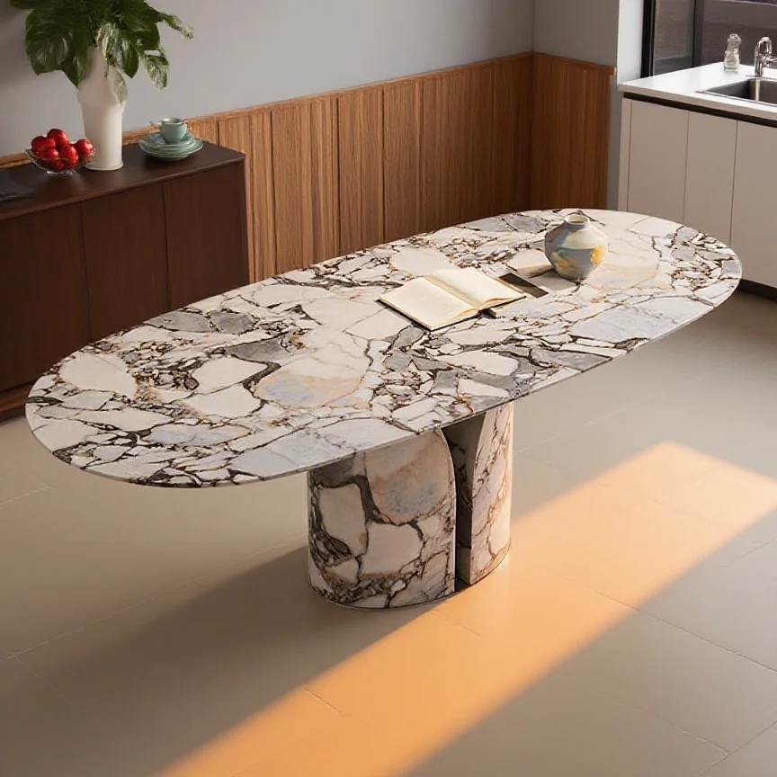 

#High Quality Wholesale Modern Oval Table Casual Living Room Dining Table Fashion Marble Dining Table