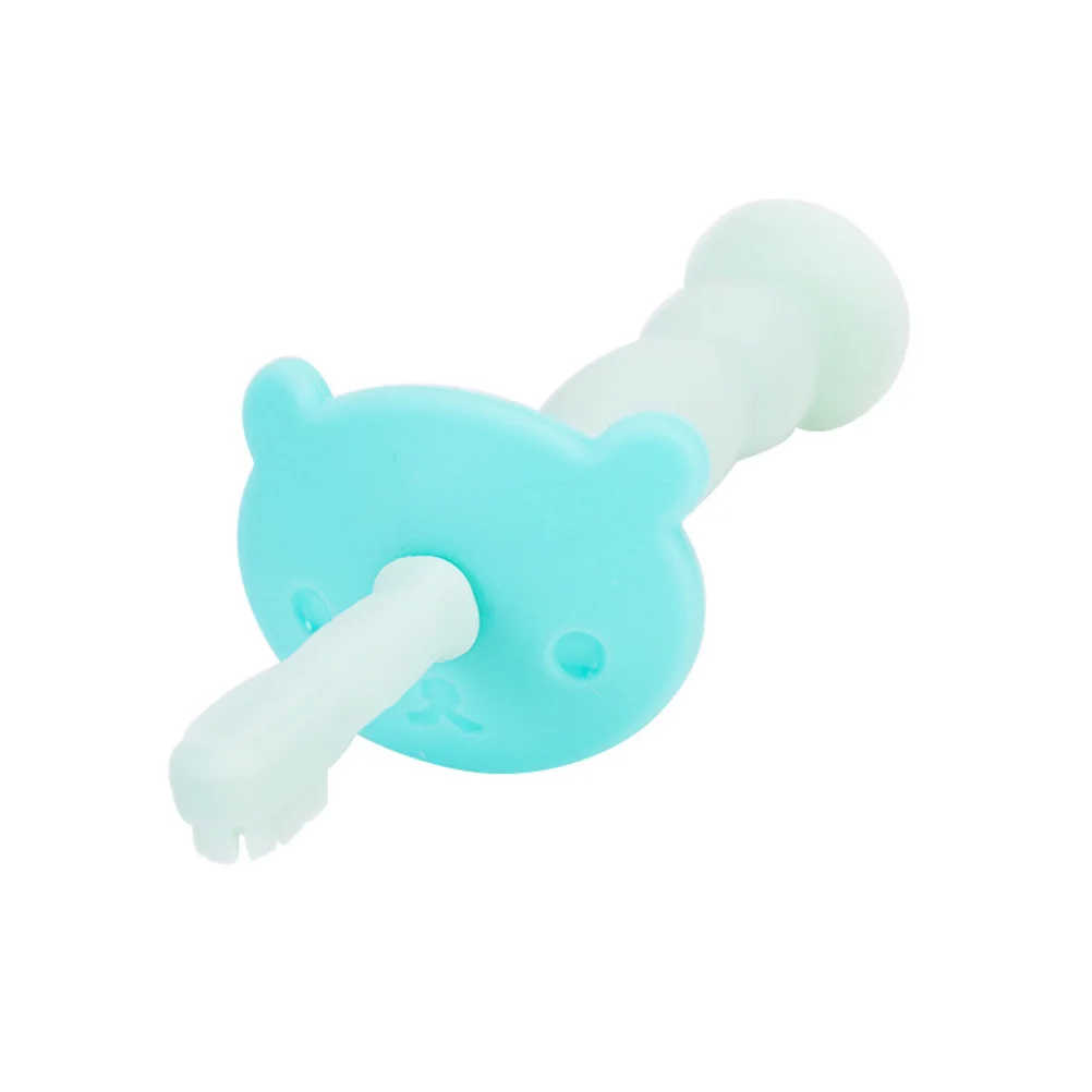 فرشاة أسنان من السيليكون للأطفال شعيرات ناعمة خضراء نفضية على شكل رسوم متحركة لمنع الاختناق ووسادة تسنين لتدريب الأطفال #5