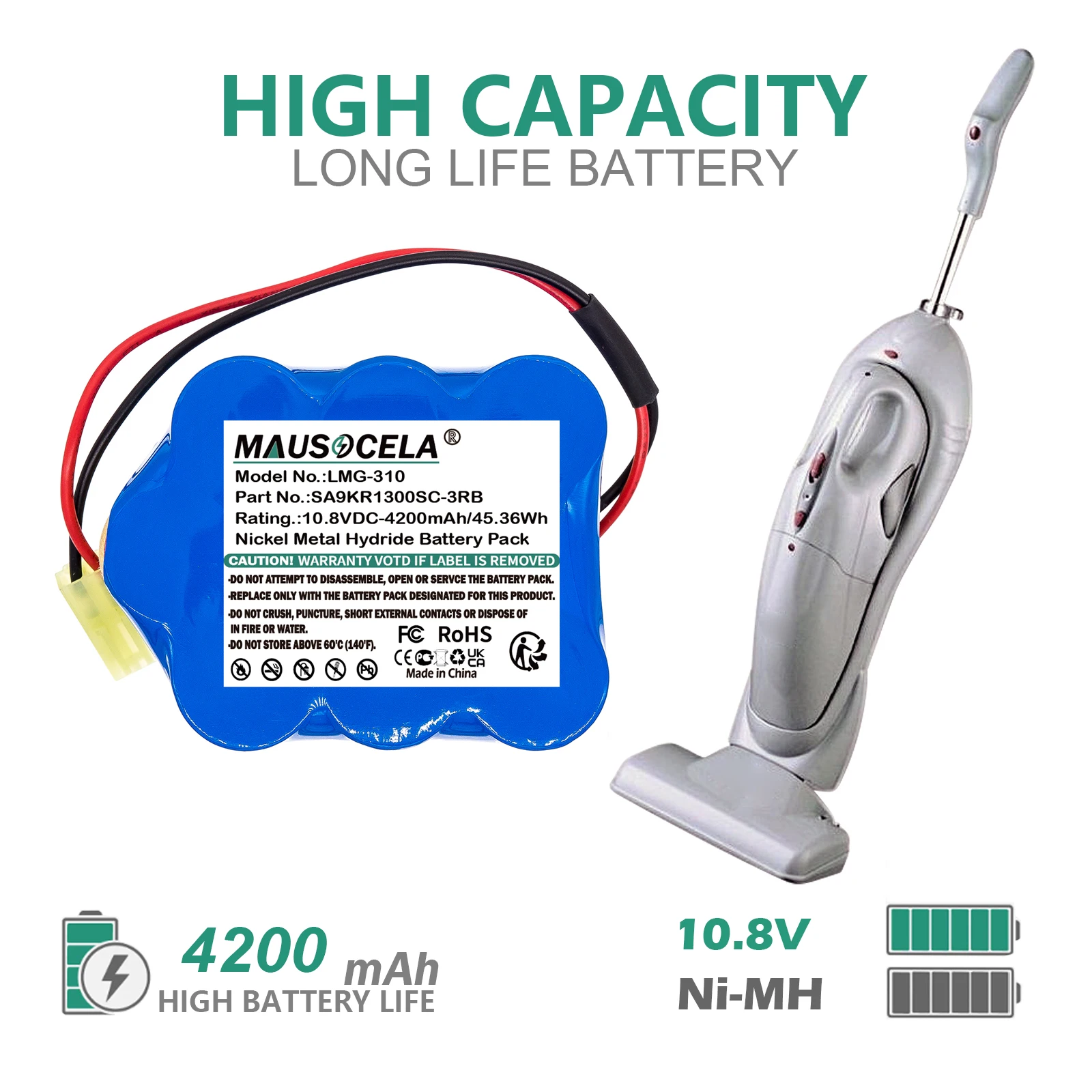 

Аккумулятор для пылесоса ZEPTER 4200 мАч: 9W-1300Cs-Z, C23106FM-SRCB, SA9KR1300SC-3RB, LMG-310, 9P-130SCS, 9P130SCS, 9P-130SCR, 9P130SCR