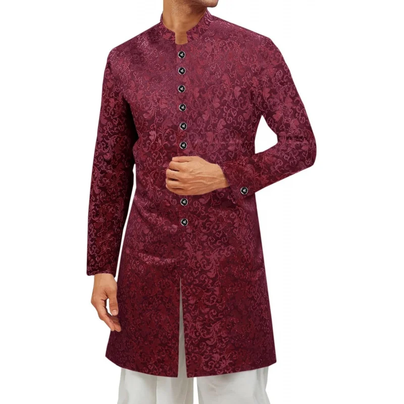 

Mens Kurta Sherwani Coats Kaftan Indian Ethnic Royal Suits Mandarin Collar Wedding Festive Party Blazer
