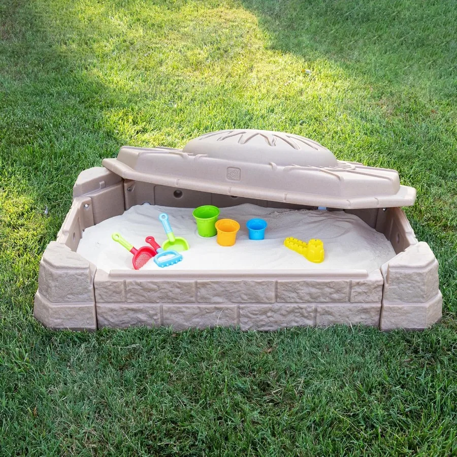ชุดของเล่นทรายธรรมชาติ Sandbox II, ชุดกิจกรรมทรายสำหรับเด็ก, ของเล่นกลางแจ้งสำหรับฤดูร้อน, อุปกรณ์เสริมของเล่นน้ำ 7 ชิ้น, สำหรับเด็กเล็ก
