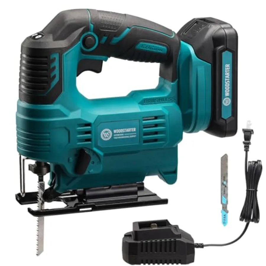 

Аккумуляторный лобзик с бесщеточным двигателем, 3 регулируемые скорости, 45 градусов ° -90 ° Угол резания, совместимый с Т-образными лезвиями, в комплекте