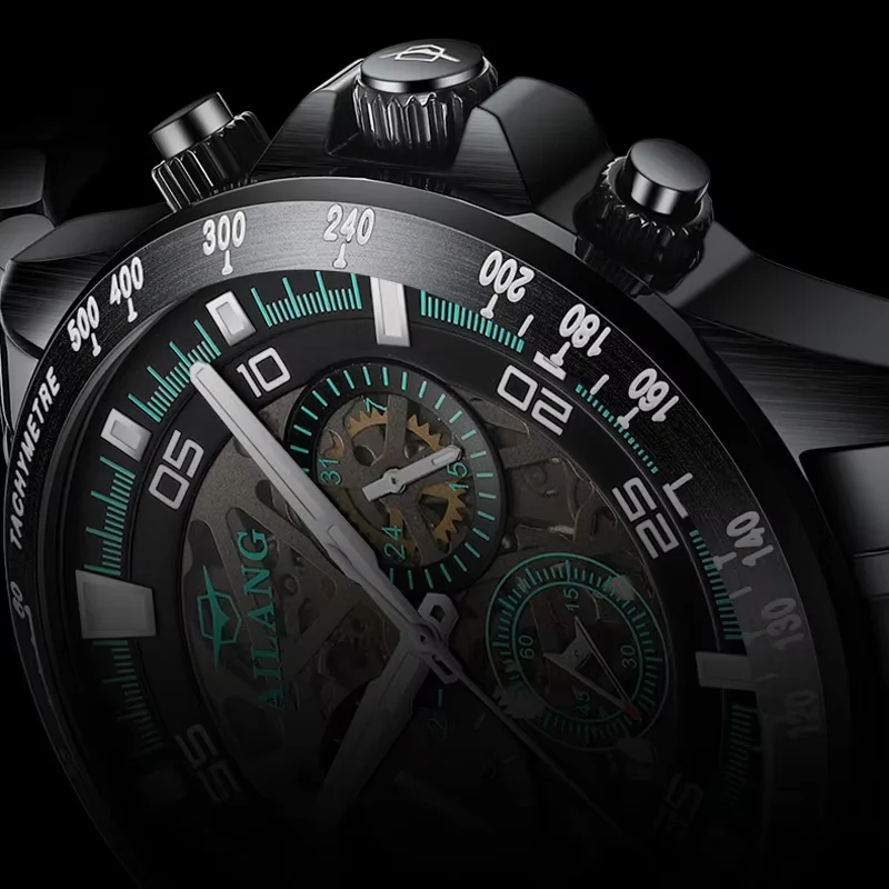 One For You Fast AILANG 2026 New Mechanical Watch Stainless Steel Strap Waterproof Luminous Automatic Skeleton Wristwatch