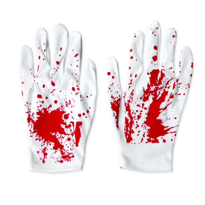 2pcs/pair  HalloweenCosplayHorror Atmosphere Decoration Blood Gloves Ghost Festival Role-Playing Costume Props Gloves，Suitable f