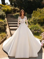 Simple Charming Wedding Dresses With Detachable Suit Sweetheart Satin Bridal Gowns Vintage  Vestidos De Novia 2023 Appliques