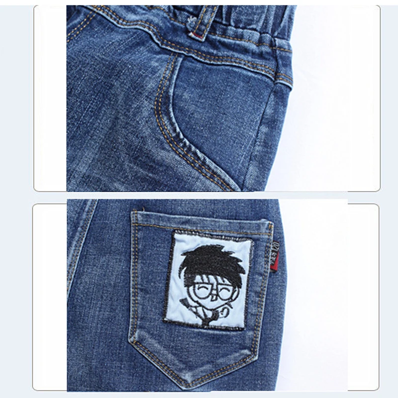3-12 Years Spring Autumn Boys Jeans Slim Fit Style Cartoon Pattern Long Casual Trousers For Kids Children Handsome Pants