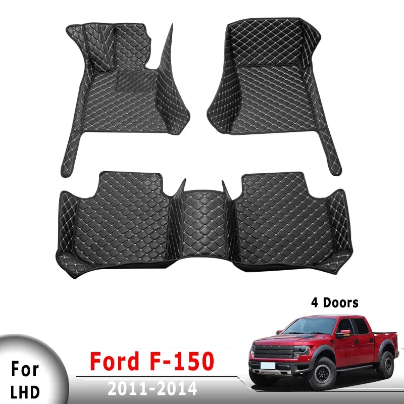 Car Floor Mats For Ford F-150 F150 F 150 2011 2012 2013 2014 (4 Doors 5 Seats) Carpets Leather Rugs Interior Accessories Covers