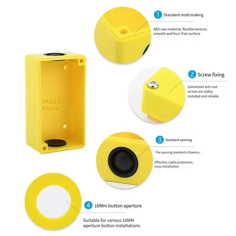16mm Dustproof Button Control Box LA16 Economical Emergency Stop Switch with 1/2/3 Holes Opening Switch Button Box for Industria