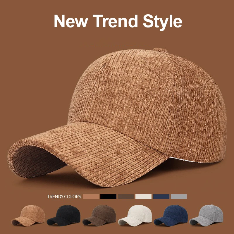 Corduroy Vintage Baseball Cap Autumn Winter Men Women Hike Solid Color Dad Hat Adjustable Warm Outdoor Casual Peaked Cap Travel