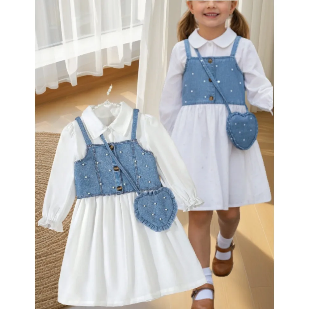 

Toddler Girls Outfits Baby Girls Christmas Dress Long Sleeves Party Dress With Vest Coat Kids Girl Clothes Set For Autumn Spring