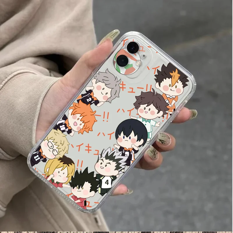 Cartoon Anime Haikyuu!! 15/14Promax Phone Case Suitable for Iphone 13Mini Transparent 12Pro/11 Soft Shell Cute Phone Case