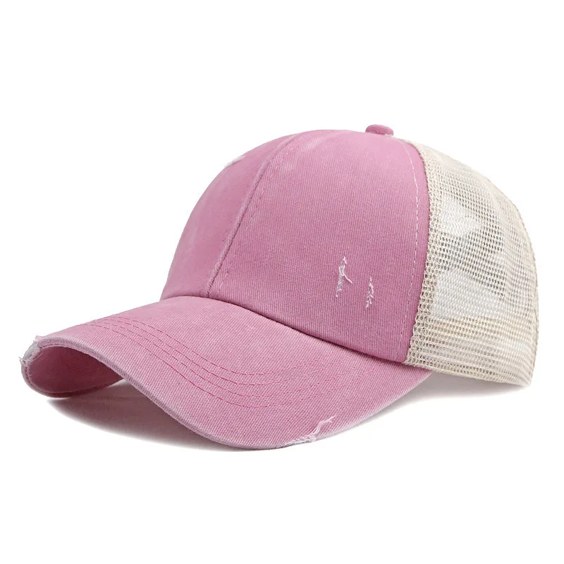 Customized Printed Logo Spring and Summer Breathable Mesh Baseball Caps Men's and Women's Perforated Ponytail Duck Tongue Hats view 6