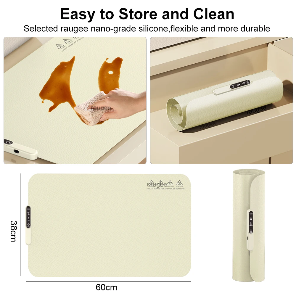 Electric Food Warmer Mat Foldable Silicone Warming Tray Portable 6 Tem Setting Full Surface Fast Heating Food Warmer Plate image 6