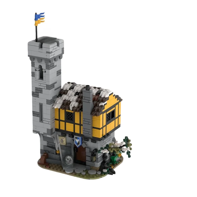 

Модель замка средневекового маленького дома MOC — набор игрушек из мелких строительных блоков (850 деталей) — подходит для всех энтузиастов в роли