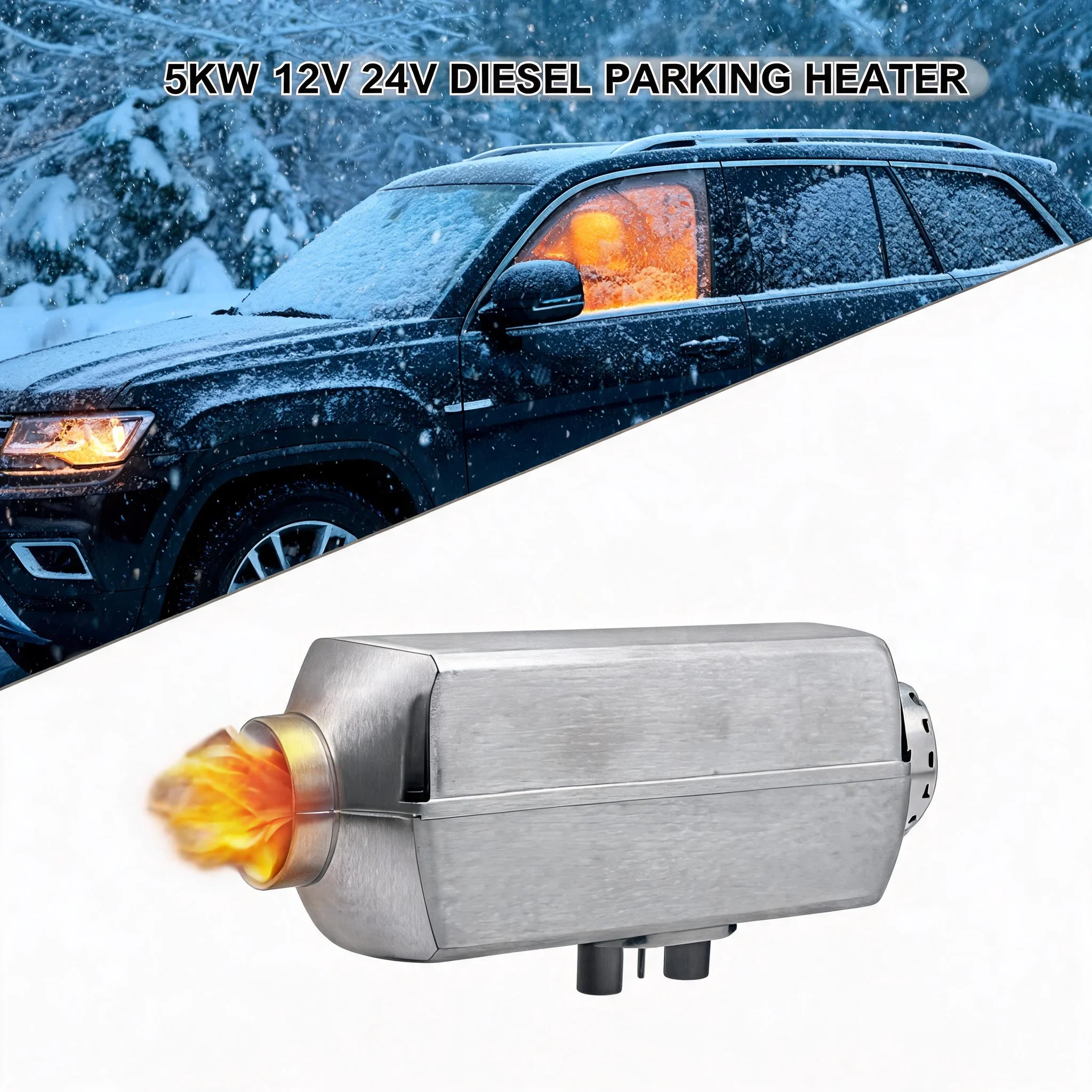 5KW 12V 24V Diesel Parking Air Heater Low Noise Fast Heating Device With Remote Controller for Truck RV Trailer Marine Boat Use